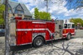 Fire truck, Newton Centre station, MA, USA