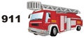 Fire truck and numbers Royalty Free Stock Photo