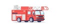 Fire truck rescue engine transportation for firefighter emergency isometric vector illustration