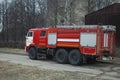 Fire truck in Russia. Fire rescue car. The car is ready to put out a fire Royalty Free Stock Photo