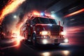 fire truck speeding to the scene of a blaze with lights and sirens blaring Royalty Free Stock Photo