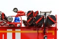 fire truck, upper part. Gas cylinders are fixed on the roof, which is necessary when extinguishing a fire of particular