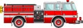Fire truck on a white background in a flat style Royalty Free Stock Photo