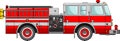 Fire truck on a white background in a flat style