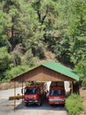 Fire trucks at the forest station of Stavros of Psoka in Troodos