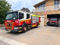 Fire trucks park in fire station Royalty Free Stock Photo