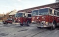 Fire trucks sit in front o f Ritchie Volunteer Fire Departmentin Ritchie, Maryland