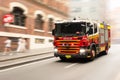 Fire Trucks speeds through the city of Sydney, Australia. Royalty Free Stock Photo