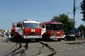 Fire trucks on the street of Yaroslavl