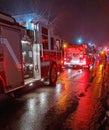 Fire trucks in Winter Walk night time parade Royalty Free Stock Photo