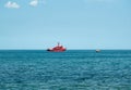 A fire tug sails along the Black Sea Royalty Free Stock Photo