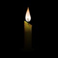 Fire vector illustration of yellow candle on warm black background Royalty Free Stock Photo