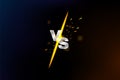 Fire vs icon. Boxing versus. Light V and S letters for sport team battle. Match fight. Challenge blank banner. Neon and