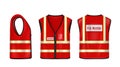 Fire warden safety vest front, side and back view Royalty Free Stock Photo