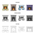 Fire, warmth and comfort.Fireplace set collection icons in cartoon,outline,monochrome style vector symbol stock