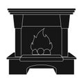 Fire, warmth and comfort. Fireplace single icon in black style vector symbol stock illustration web.