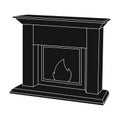 Fire, warmth and comfort. Fireplace single icon in black style vector symbol stock illustration web.