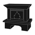 Fire, warmth and comfort. Fireplace single icon in black style vector symbol stock illustration web.