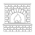 Fire, warmth and comfort. Fireplace single icon in outline style vector.