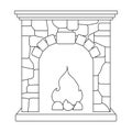 Fire, warmth and comfort. Fireplace single icon in outline style vector.