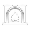 Fire, warmth and comfort. Fireplace single icon in outline style vector symbol stock illustration web.