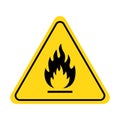 Fire warning icon, flammable sign. Chemical hazard, fire danger, flammable liquid symbol. Royalty Free Stock Photo