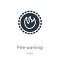 Fire warning icon vector. Trendy flat fire warning icon from signs collection isolated on white background. Vector illustration Royalty Free Stock Photo