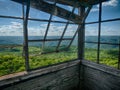 Fire watch tower over beautiful landscape Royalty Free Stock Photo