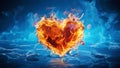 Fire and water burning heart Royalty Free Stock Photo