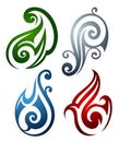 Fire, water, earth and wind emblems Royalty Free Stock Photo