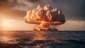 fire in water A nuclear explosion in the ocean, showing the power and danger of atomic weapons