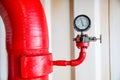 Fire water pressure gauge ,installation of fire safety,Security Royalty Free Stock Photo