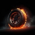 Fire wheel on dark background