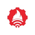 Fire wifi gear logo design.