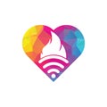 Fire wifi heart vector logo design.