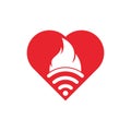 Fire wifi heart vector logo design.