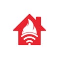 Fire wifi home vector logo design.