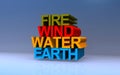 fire wind water earth on blue Royalty Free Stock Photo