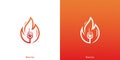 Red Fire Wine Glass Logo Designs with Minimalist Style. Royalty Free Stock Photo