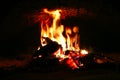 Fire wood brighly burning in furnace. Fire and flames Royalty Free Stock Photo
