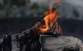 Fire Wood Fire Flame embers Royalty Free Stock Photo