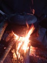 Fire wood furnace natural burn light