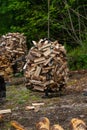 Fire wood packed in sacks on palletsFire wood packed in sacks on pallets.. Royalty Free Stock Photo