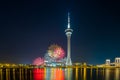 Fire work at macau tower Royalty Free Stock Photo