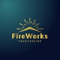 Fire works shiny explosion colorful logo design template