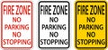 Fire Zone No Parking No Stopping Sign On White Background