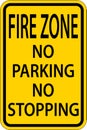 Fire Zone No Parking No Stopping Sign On White Background