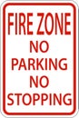 Fire Zone No Parking No Stopping Sign On White Background