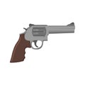 Firearm revolver in flat on white background