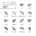 Firearms - modern line design icons set